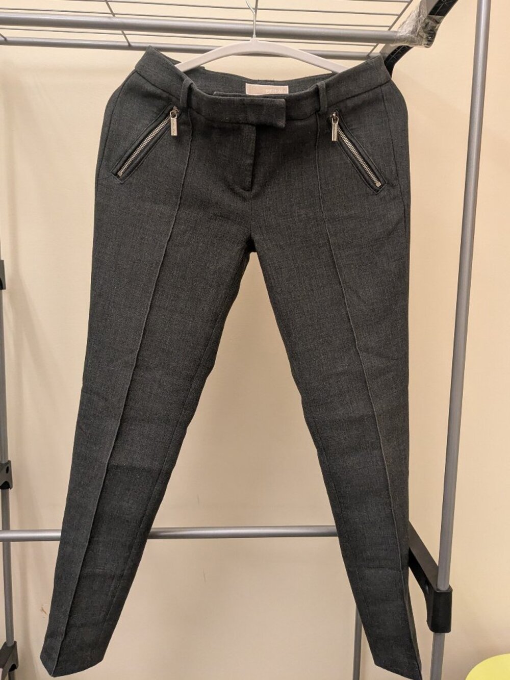 Michael Kors - Skinny Trousers with Silver Zipper Pockets - Gray - Size 4